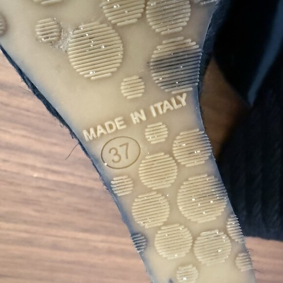 Jimmy Choo Phyllis Espadrille Wedges Mixmatch L: 37.5 / R: 37 Black Patent - Picture 12 of 12